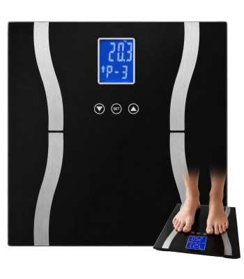 Stiklinės kūno sudėties analizės vonios svarstyklės su lcd ekranu, iki 180 kg
