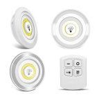 Belaidžių priklijuojamų led cob šviestuvų rinkinys su nuotolinio valdymo pulteliu, 3 vnt., 9 cm x 2 cm