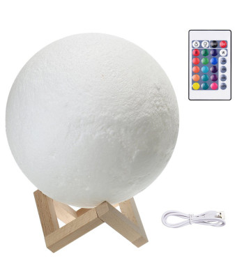 Naktinė 3D Mėnulio lempa, RGB, įkraunama per USB, 14 cm