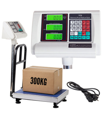 Elektroninės platforminės sandėlio svarstyklės su laikikliu, iki 300 kg, 40 × 50 cm
