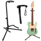 Reguliuojamas aliumininis gitaros stovas, juodas, 71–82 cm