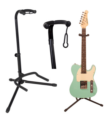 Reguliuojamas aliumininis gitaros stovas, juodas, 71–82 cm