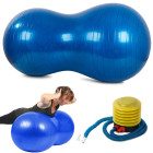 Dvigubas gimnastikos kamuolys su pompa, mėlynas, 40 cm