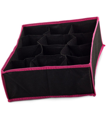 Stalčiaus organizatorius kojinėms ir apatiniams drabužiams, 12 skyrelių, juodas, 30cm x 24cm x 10cm