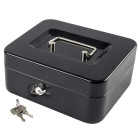 Metalinė rakinama dėžutė pinigams ir dokumentams, juoda, 15cm x 12cm x 8cm