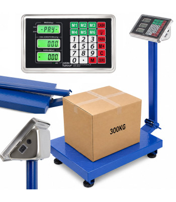 Elektroninės platforminės prekybinės svarstyklės su LCD ekranu, 300 kg