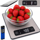 Elektroninės virtuvinės svarstyklės iš nerūdijančiojo plieno su LCD ekranu, iki 5 kg