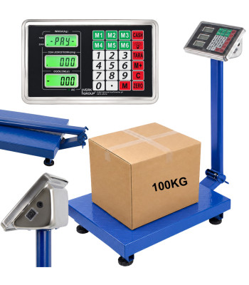 Elektroninės platforminės svarstyklės sandėliui ir parduotuvei su LCD ekranu, 100kg