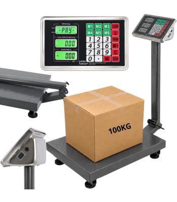 Elektroninės platforminės svarstyklės sandėliui ir parduotuvei su LCD ekranu, 100 kg