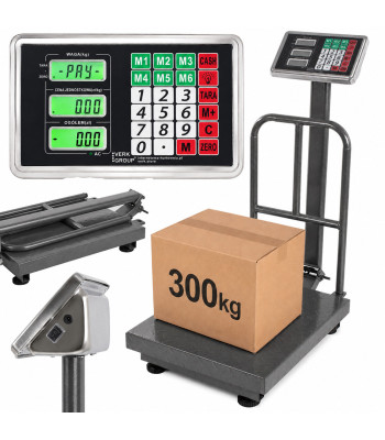 Elektroninės platforminės svarstyklės su atrama ir LCD ekranu, 300 kg