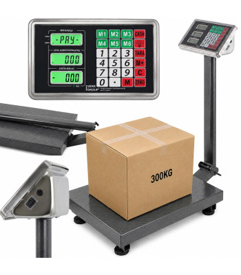Elektroninės platforminės svarstyklės sandėliui ir parduotuvei su LCD ekranu, 300 kg