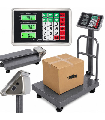 Elektroninės platforminės svarstyklės su atrama ir LCD ekranu, 100 kg