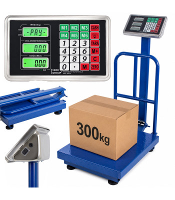 Elektroninės platforminės sandėlio svarstyklės su atrama ir LCD ekranu, 300 kg