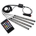 Automobilio salono LED apšvietimo juostelės su nuotolinio valdymo pultu, 4 x 12 LED