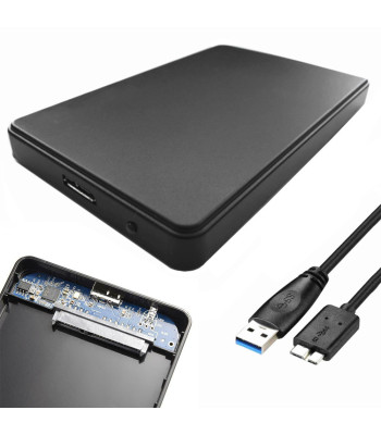 Juodas hdd ir ssd disko korpusas su sata jungtimi ir usb 3.0 – 06223, 2,5"