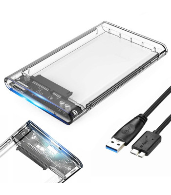 Skaidrus išorinis hdd ir ssd diskų dėklas su sata jungtimi, usb 3.0, 06222, 2,5"
