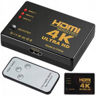 Hdmi perjungiklis su infraraudonųjų spindulių pulteliu, 3 į 1, 4k uhd