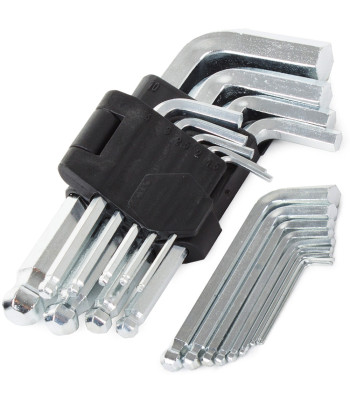 Rutulinių šešiabriaunių raktų komplektas, 9 vnt., 1,5–10 mm
