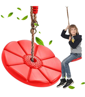 Gėlės formos vaikiškos sodo sūpynės su virve, raudonos – 27 cm