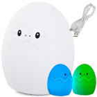 Vaikiška LED naktinė lemputė – kiaušinio formos silikoninė, RGB, valdoma lietimu, USB, 12,5 × 9,5 × 9 cm
