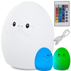Vaikiška naktinė lempa – silikoninis kiaušinis, rgb, su pulteliu ir usb, 12,5 × 10 × 10 cm