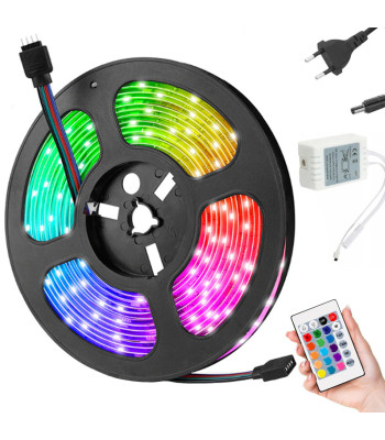 RGB LED juosta su nuotolinio valdymo pultu, atspari vandeniui, SMD 5050, 4,5 m