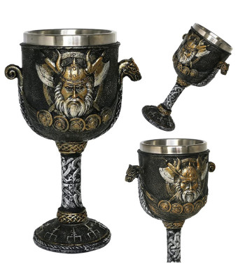 Dekoratyvinė vikingų taurė su runomis, juoda, 16,7 cm x 7 cm