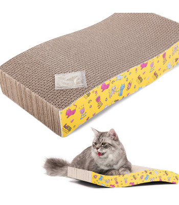 Horizontali banguota kartoninė draskyklė katei su katžole – 42,5 × 7 × 9 cm
