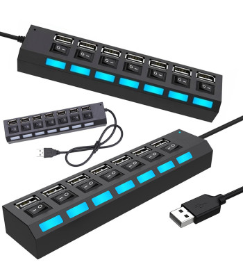 Kompiuterio usb šakotuvas su atskirais jungikliais, 7x usb 2.0