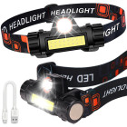 Įkraunamas galvos žibintuvėlis su magnetu, cob ir led šviesos šaltiniais, 4w1