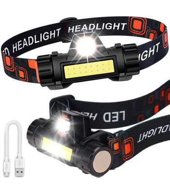 Įkraunamas galvos žibintuvėlis su magnetu, cob ir led šviesos šaltiniais, 4w1