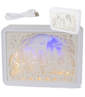 Popierinė 3D naktinė lempa su karpiniais, USB, 15 × 20 × 5 cm