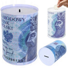 Metalinė taupyklė pinigams su banknoto atvaizdu