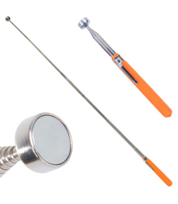 Ilgas teleskopinis magnetinis griebtuvas su stipriu magnetu, oranžinis, 15,5–83,5 cm