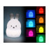 Silikoninė kiškio formos led naktinė lemputė vaikams su rgb apšvietimu ir pulteliu