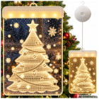 LED 3D kalėdinis vitražas langui su eglutės motyvu, 17 × 11,5 cm
