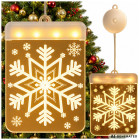 3D LED vitražas langui – kalėdinė žvaigždės ir snaigių dekoracija, 11,5 × 17 cm