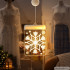 3D LED vitražas langui – kalėdinė žvaigždės ir snaigių dekoracija, 11,5 × 17 cm
