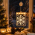 3D LED vitražas langui – kalėdinė žvaigždės ir snaigių dekoracija, 11,5 × 17 cm
