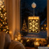 3D LED vitražas langui – kalėdinė žvaigždės ir snaigių dekoracija, 11,5 × 17 cm