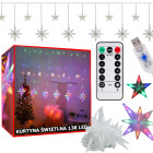Įvairiaspalvė šviesos užuolaida su žvaigždėmis, 138 led lemputėmis, pulteliu ir usb jungtimi, 3 m