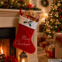 Raudona kalėdinė kojinė dovanoms su užrašu „merry christmas“, didelė, 62 cm