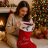 Raudona kalėdinė kojinė dovanoms su užrašu „merry christmas“, didelė, 62 cm