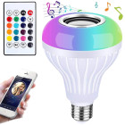 RGB LED lemputė su „Bluetooth“ garsiakalbiu ir nuotolinio valdymo pulteliu, E27