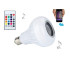 RGB LED lemputė su „Bluetooth“ garsiakalbiu ir nuotolinio valdymo pulteliu, E27