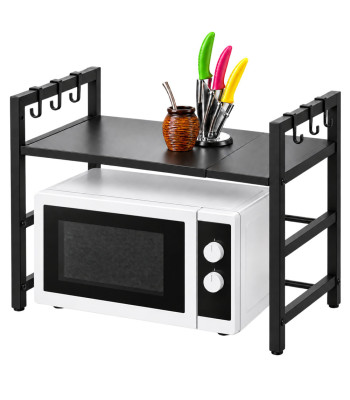 Reguliuojama metalinė lentyna-stovas mikrobangų krosnelei, juoda, 33–62 cm