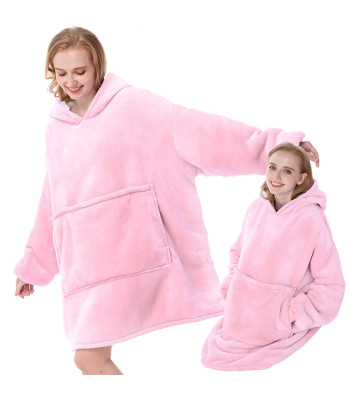 Šiltas antklodės džemperis su gobtuvu, 2 viename, oversized, storas ir pūkuotas, XXL