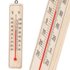 Medinis sieninis termometras vidaus ir lauko temperatūrai matuoti, 22 × 5 × 0,7 cm