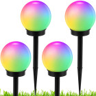 4 vnt. įsmeigiami RGB saulės šviestuvai sodui, rutulio formos, 10 cm
