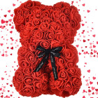 Raudonas rožių meškiukas su dovanų dėžute, rose XL